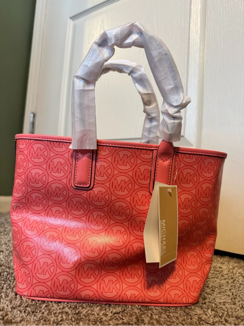 Michael Kors Coral Logo-Embossed Tote